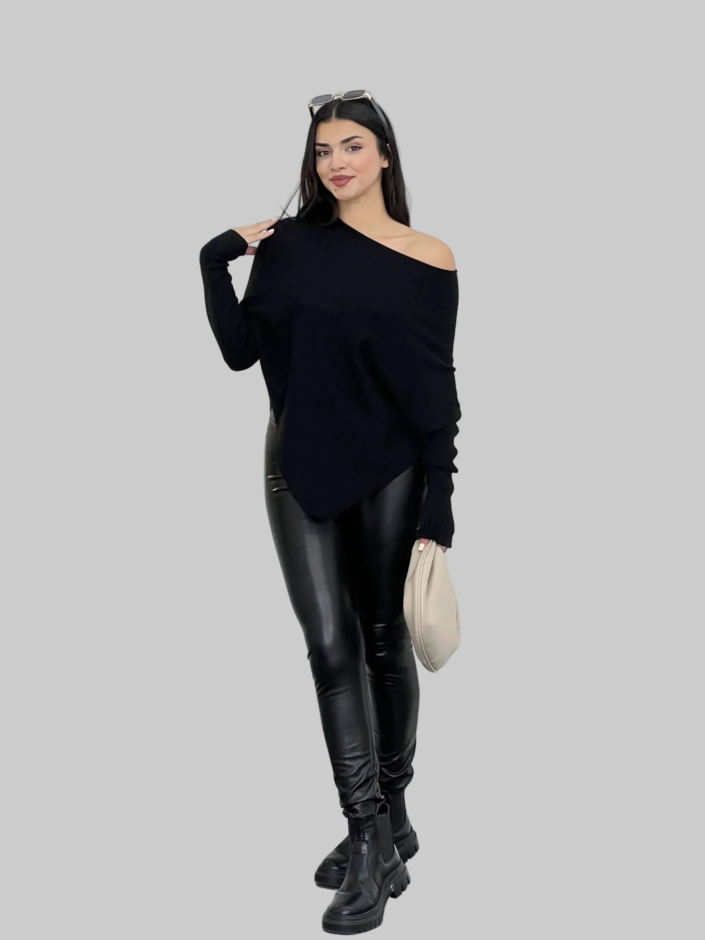 Oversized Dolman Sleeve Knit Pullover Sweater
