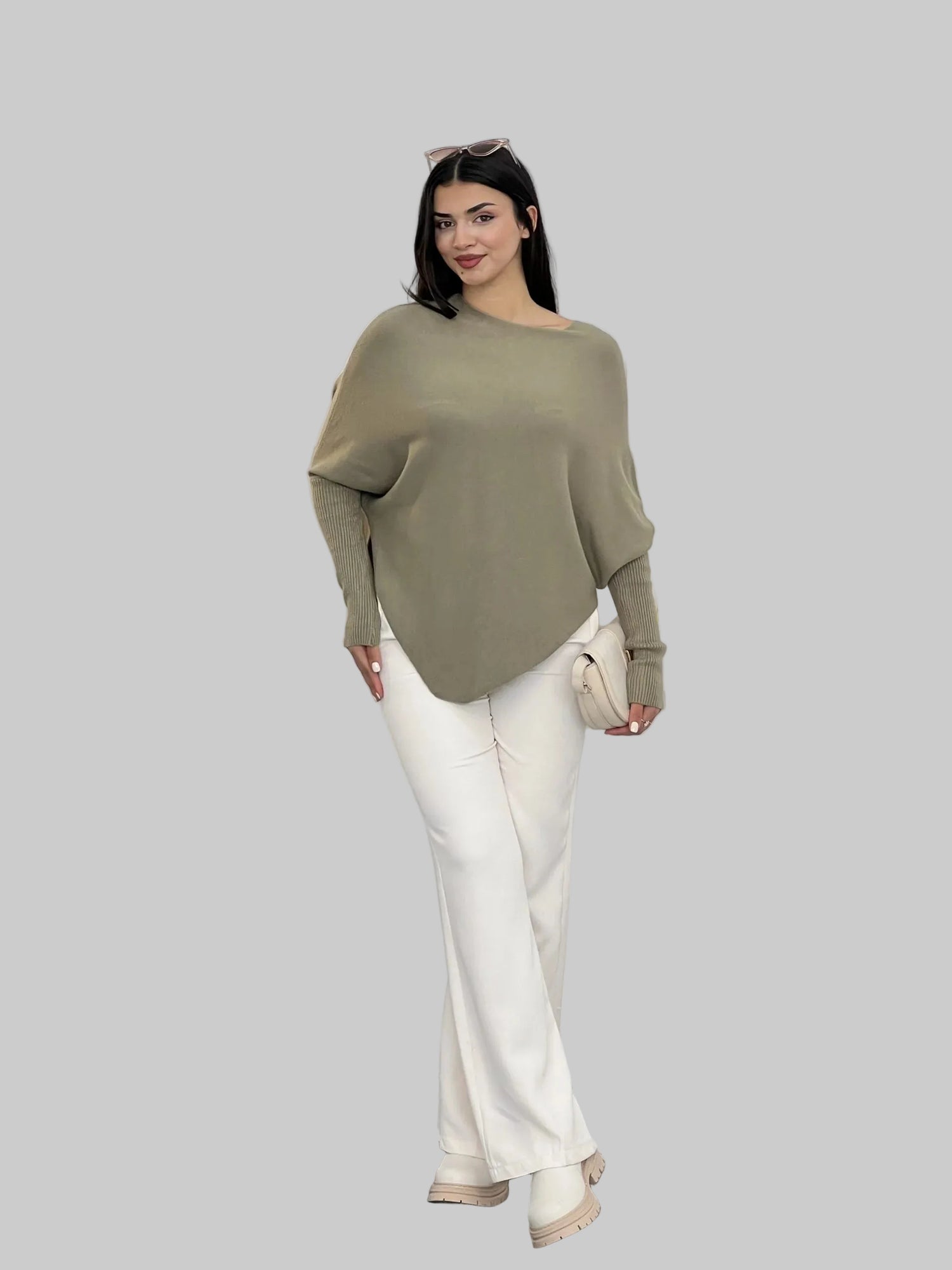 Oversized Dolman Sleeve Knit Pullover Sweater