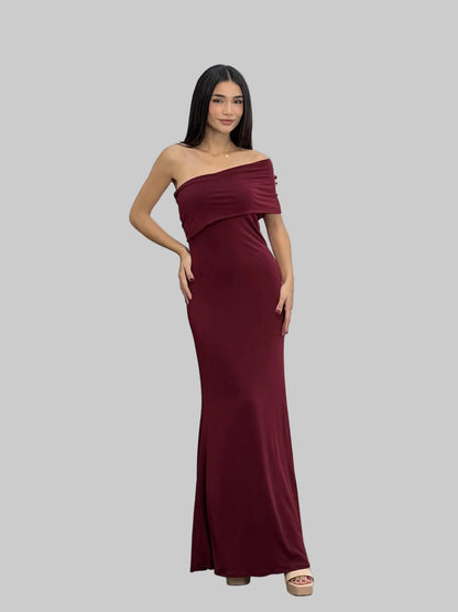 Slim-Fit Formal One-Shoulder Long Dress