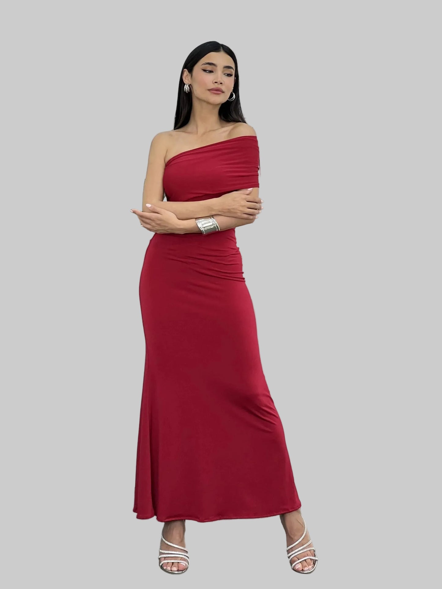 Slim-Fit Formal One-Shoulder Long Dress
