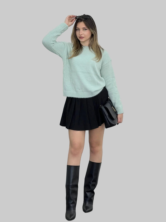 Soft Textured Knit Crewneck Sweater