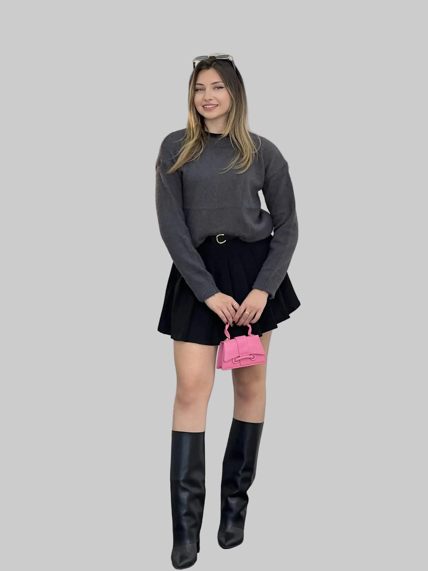 Soft Textured Knit Crewneck Sweater